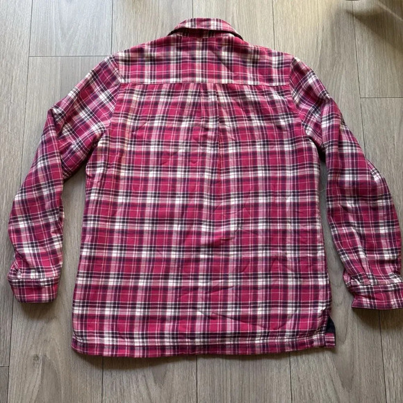 LL Bean Shirt Womens Red Flannel Fleece Lined Shacket Jacket Coat Ladies Small - Picture 6 of 11